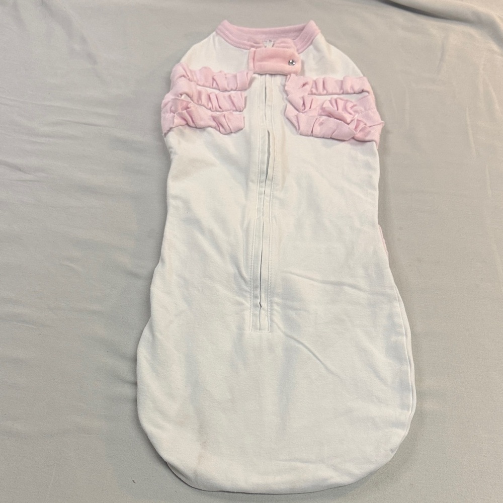 🐥 Woombie - Pink and White Baby Sleep Sack/Wearable blanket/Pod